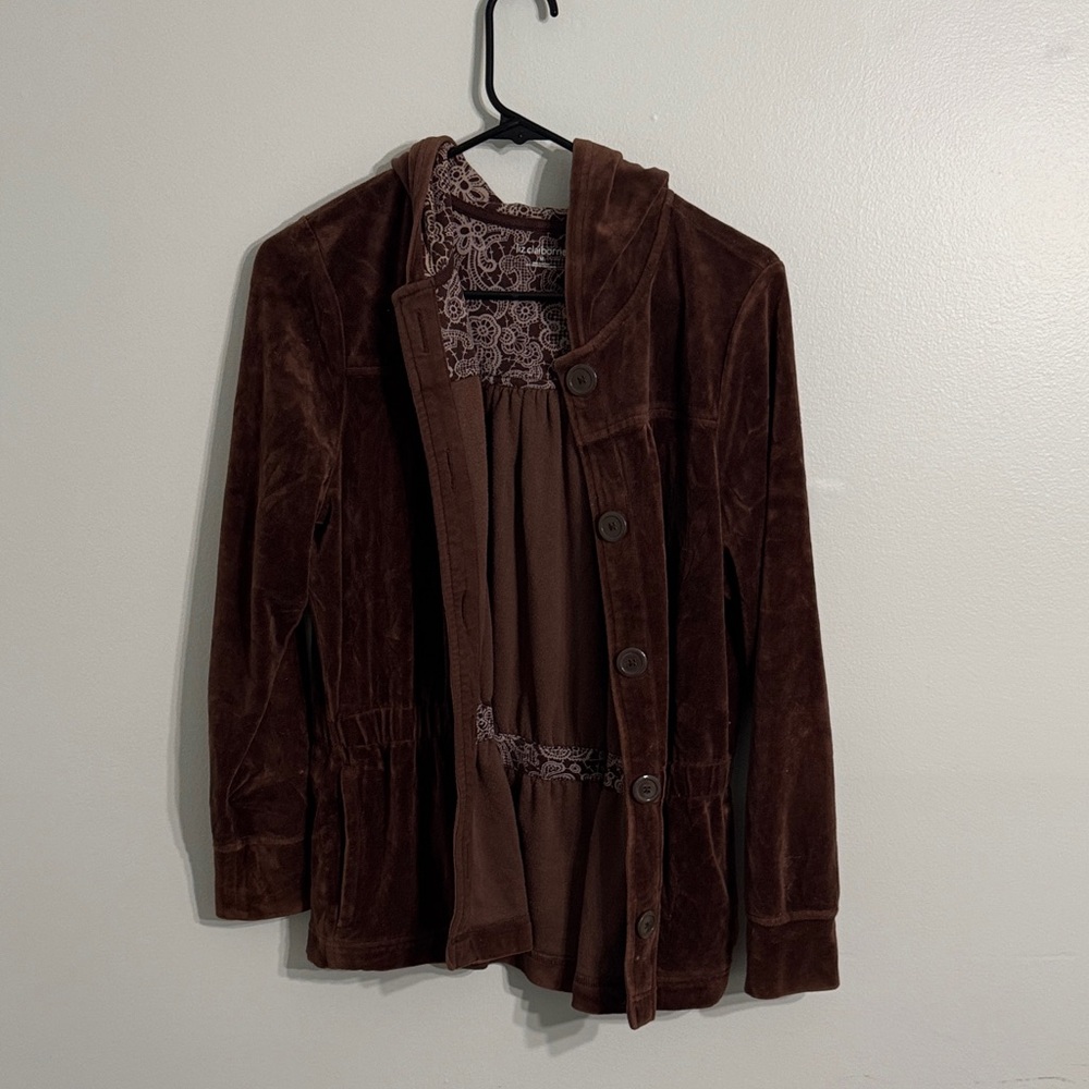 Liz Claiborne Chocolate Brown Teddy Jacket